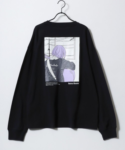 SITRY(シトリー)の「SITRY Girl Illustration Back Print T-shirt/別注 オーバーサイズ ガール イラスト バックプリント ワンポイント刺繍 長袖Tシャツ ロンT レディース メンズ(Tシャツ/カットソー・メンズ・ホワイト/ブラック/ホワイト系その他2/ブラック系その他2/ホワイト系その他/ブラック系その他・M/L/XL)」の18枚目の写真