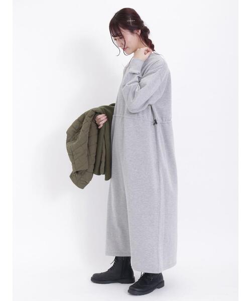 Samansa Mos2（サマンサ モスモス）の「裏起毛ウエストドロストワンピース（ワンピース・レディース・オフホワイト/グレー/チャコールグレー・F）」の3枚目の写真
