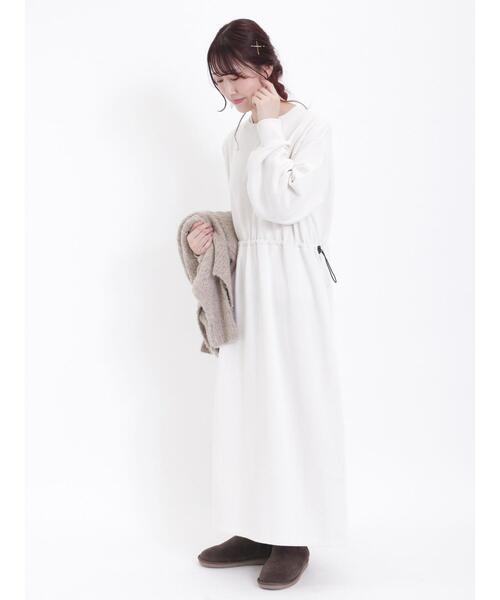 Samansa Mos2（サマンサ モスモス）の「裏起毛ウエストドロストワンピース（ワンピース・レディース・オフホワイト/グレー/チャコールグレー・F）」の8枚目の写真