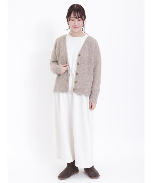 Samansa Mos2（サマンサ モスモス）の「裏起毛ウエストドロストワンピース（ワンピース・レディース・オフホワイト/グレー/チャコールグレー・F）」の9枚目の写真