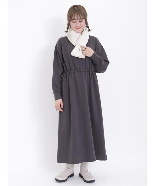 Samansa Mos2（サマンサ モスモス）の「裏起毛ウエストドロストワンピース（ワンピース・レディース・オフホワイト/グレー/チャコールグレー・F）」の11枚目の写真