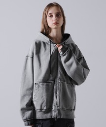 CLEL（クレイル）の「【CLEL】Heavy Weight Logo Embroidered Full-Zip Hoodie/ヘビーウェイト ロゴ刺繍フルジップパーカー（パーカー・メンズ・ホワイト系）」