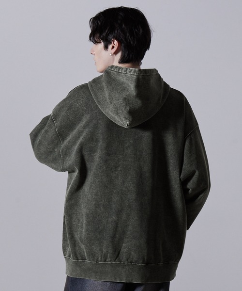 CLELヘビーウェイト ロゴ刺繍ジップパーカー　チャコールグレー CLEL パーカー 「CLEL」Heavy Weight Logo Embroidered Full-Zip