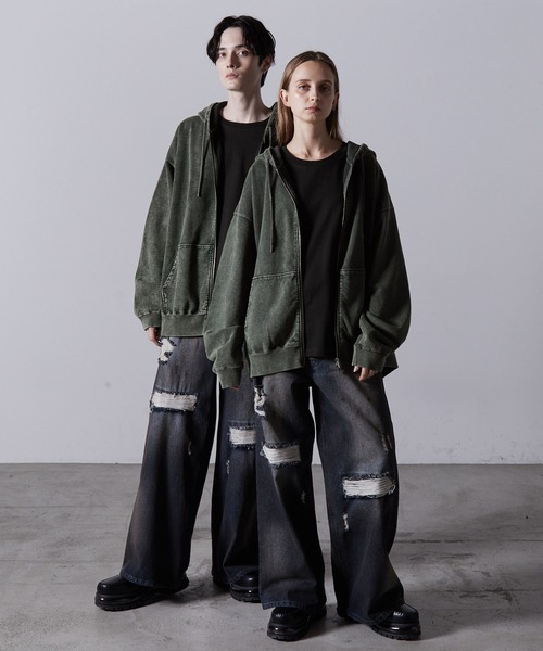 うの様CLEL ヘビーウェイト ロゴ刺繍フルジップパーカー CLEL】Heavy Weight Logo Embroidered Full-Zip Hoodie
