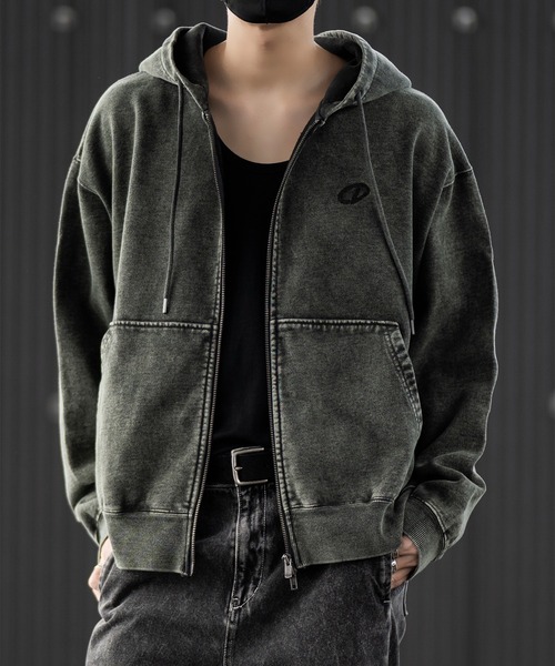 CLEL ヘビーウェイト ロゴ刺繍 ジップアップパーカー CLEL パーカー 「CLEL」Heavy Weight Logo Embroidered Full-Zip