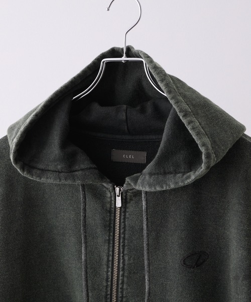 CLEL】Heavy Weight Logo Embroidered Full-Zip Hoodie