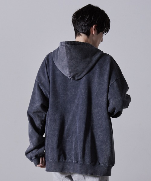 CLEL】Heavy Weight Logo Embroidered Full-Zip Hoodie