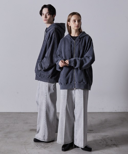 CLEL】Heavy Weight Logo Embroidered Full-Zip Hoodie