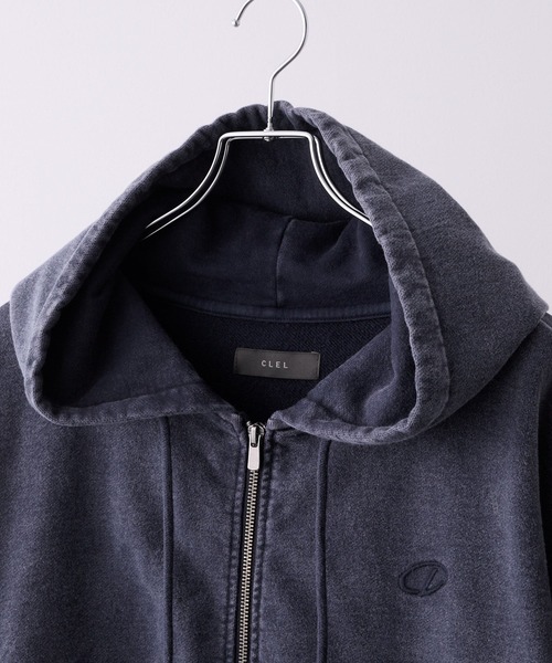 CLEL】Heavy Weight Logo Embroidered Full-Zip Hoodie