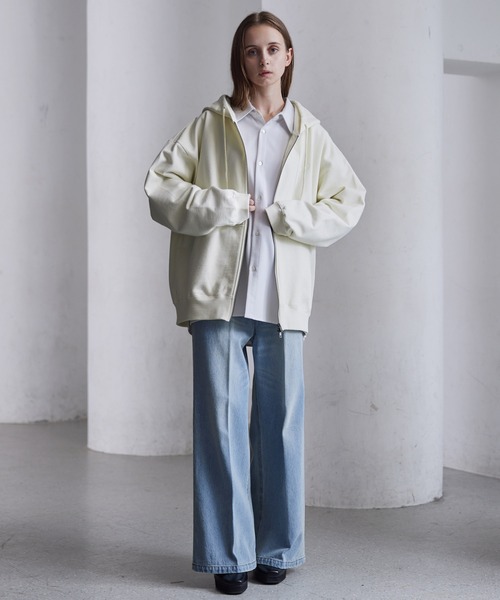 ୨୧はるページ セール】【CLEL】Heavy Weight Logo Embroidered Full-Zip Hoodie