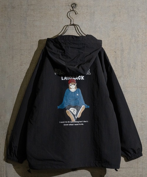 Red Cap Girl(レッドキャプガール)の「【a-r】〔RedCapGirl/レッドキャップガール〕ナイロン バックイラスト フードジャケット(ナイロンジャケット・メンズ・ベージュ/カーキ/ブラック・MEDIUM/LARGE)」の21枚目の写真