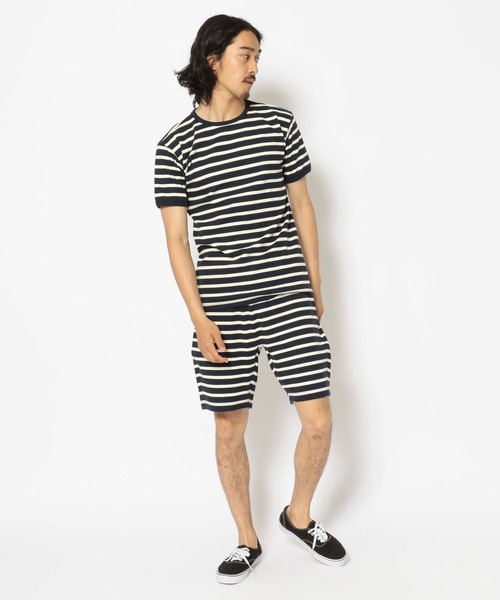 AVIREX（アヴィレックス）の「《DAILY/デイリー》BORDER RIB SHORT PANT / ボーダー リブ ショーツ / AVIREX / アヴィレックス（その他パンツ・メンズ・ホワイト系2/オリーブ系/ブラック/ネイビー/オレンジ/ブルー・L/M/XL）」の7枚目の写真