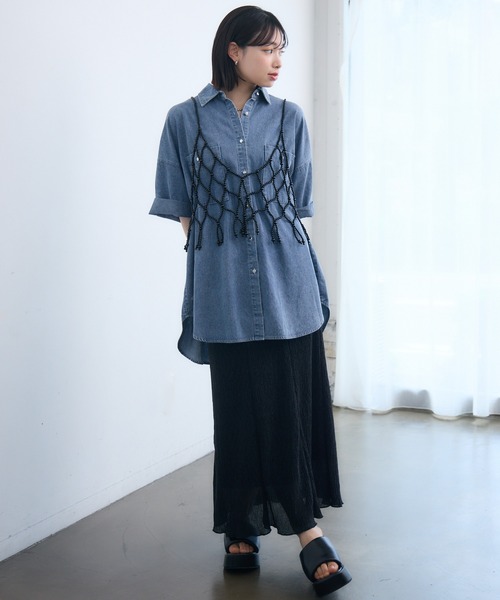 RETRO GIRL（レトロガール）の「細プリーツラメSK（スカート・レディース・ブラック/ピンク/シルバー/ブラウン・FREE）」の18枚目の写真