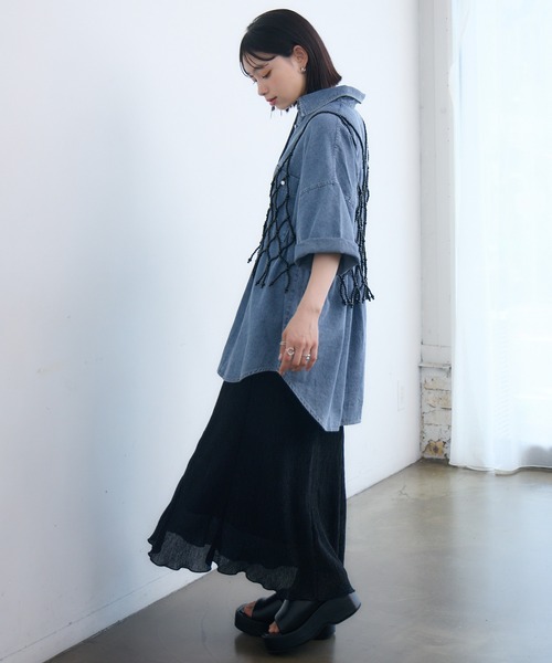 RETRO GIRL（レトロガール）の「細プリーツラメSK（スカート・レディース・ブラック/ピンク/シルバー/ブラウン・FREE）」の19枚目の写真