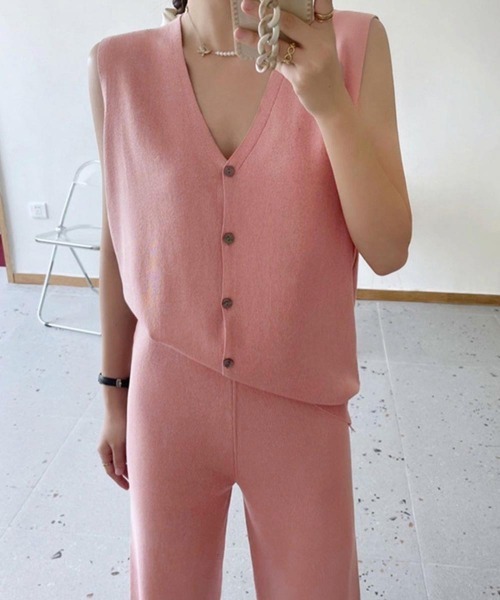 Miniministore（ミニミニストア）の「サマーニットセットアップ 冷感タッチ薄手（アンサンブル・レディース・ピンク/ミント/モカ/ブラック/ライトベージュ・FREE）」の10枚目の写真