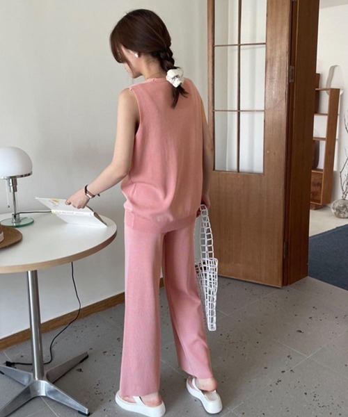 Miniministore（ミニミニストア）の「サマーニットセットアップ 冷感タッチ薄手（アンサンブル・レディース・ピンク/ミント/モカ/ブラック/ライトベージュ・FREE）」の12枚目の写真
