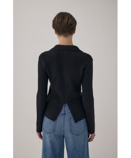 M_(エムアンダーバー)の「植物由来の再生繊維を使用したあたたかみのあるニット やわらかな着心地の襟付きニットカーディガン(カーディガン/ボレロ・レディース・ブラック/アイボリー・FREE)」の7枚目の写真