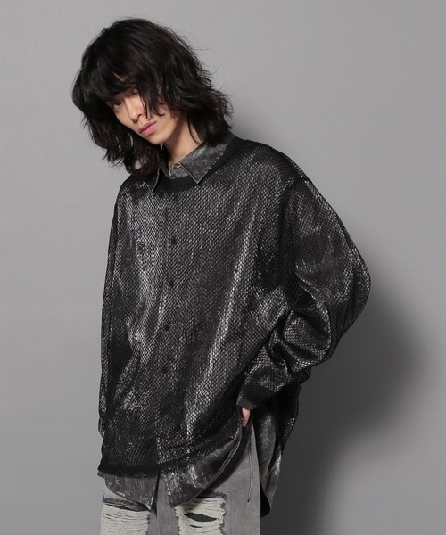 Anui（アニュイ）の「【UNISEX】スクエアメッシュプルオーバー（Tシャツ/カットソー・レディース・オフホワイト/ブラック・MEDIUM）」の2枚目の写真