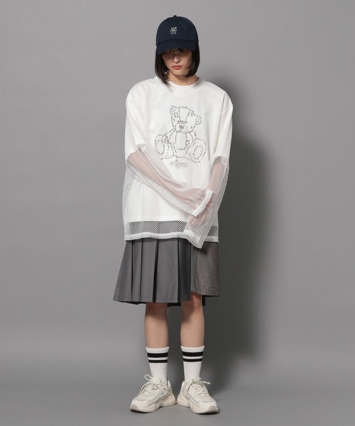 Anui（アニュイ）の「【UNISEX】スクエアメッシュプルオーバー（Tシャツ/カットソー・レディース・オフホワイト/ブラック・MEDIUM）」の8枚目の写真