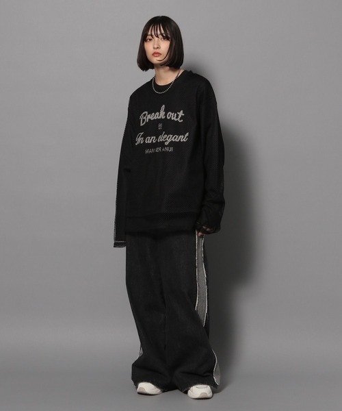 Anui（アニュイ）の「【UNISEX】スクエアメッシュプルオーバー（Tシャツ/カットソー・レディース・オフホワイト/ブラック・MEDIUM）」の20枚目の写真