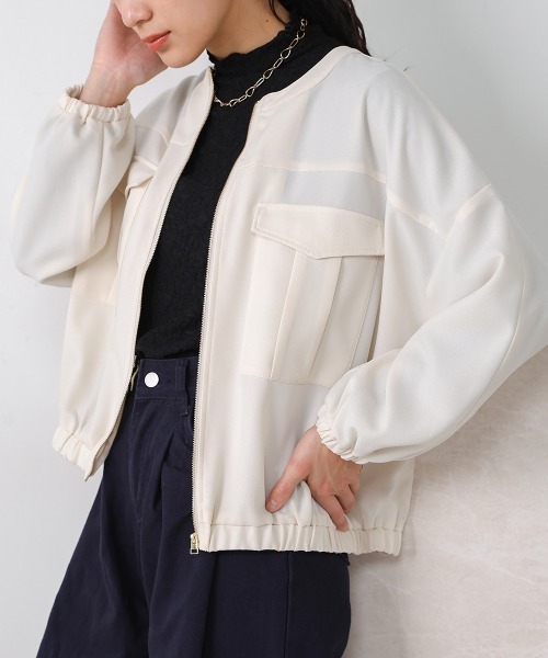 Bou Jeloud(ブージュルード)の「麻調ツイルブルゾン(ブルゾン・レディース・ベージュ/アイボリー・38)」の1枚目の写真