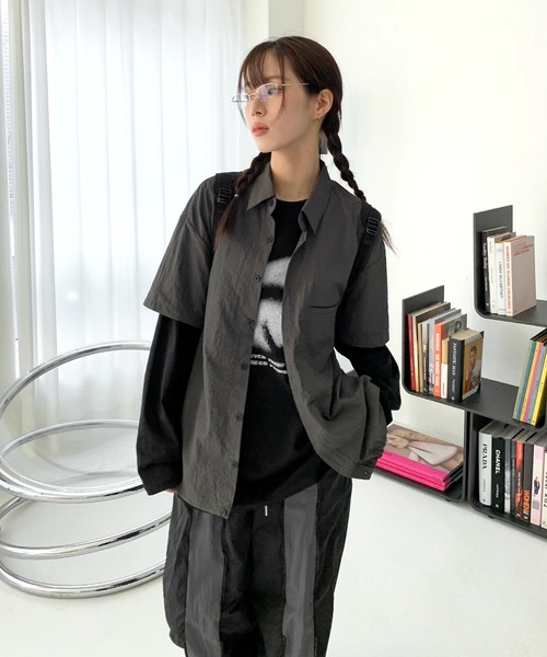 FOLLOWIN（フォロウィン）の「[アウトドアファッション] [ウエストゴムパンツ] Y2Kウェーブジッパーユニーク配色ナイロントラックパンツ（その他パンツ・レディース・ピンク/ブラック・FREE）」の11枚目の写真