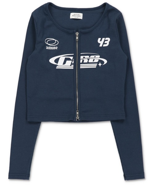 SPINNS(スピンズ)の「ショート丈長袖Wジップカットソー/SPORT(Tシャツ/カットソー・レディース・オフホワイト/ネイビー/ブラック・ONESIZE)」の3枚目の写真