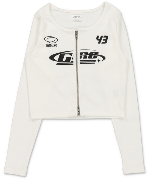 SPINNS(スピンズ)の「ショート丈長袖Wジップカットソー/SPORT(Tシャツ/カットソー・レディース・オフホワイト/ネイビー/ブラック・ONESIZE)」の2枚目の写真