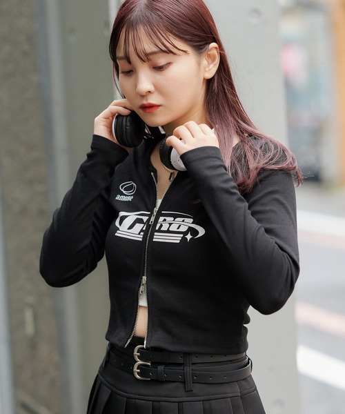 SPINNS(スピンズ)の「ショート丈長袖Wジップカットソー/SPORT(Tシャツ/カットソー・レディース・オフホワイト/ネイビー/ブラック・ONESIZE)」の8枚目の写真