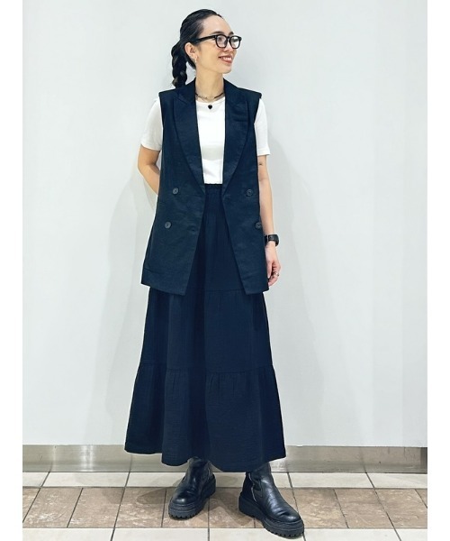 GAP(ギャップ)の「コットンリネン ベルト付きベストジャケット(テーラードジャケット・レディース・ベージュ/ブラック・L/XXS/XS/S/M)」の20枚目の写真
