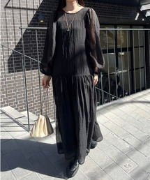 【3色展開】シアーチェックワンピース