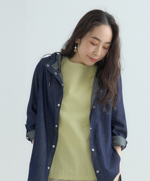DECOY SINCE 1981(デコイシンスイチキュウハチイチ)の「刺しゅう切替プルオーバー(Tシャツ/カットソー・レディース・ネイビー/ホワイト/グリーン・LL/L/M)」の3枚目の写真