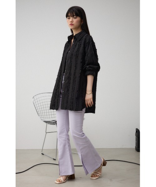 AZUL by moussy(アズールバイマウジー)の「フリンジストライプジャガードシャツ(シャツ/ブラウス・レディース・ブラック/アイボリー/ライム・FREE)」の17枚目の写真