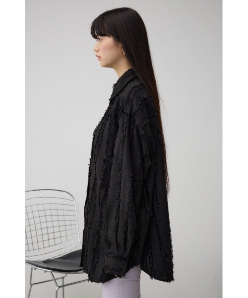 AZUL by moussy(アズールバイマウジー)の「フリンジストライプジャガードシャツ(シャツ/ブラウス・レディース・ブラック/アイボリー/ライム・FREE)」の19枚目の写真