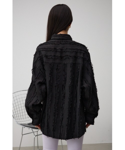 AZUL by moussy(アズールバイマウジー)の「フリンジストライプジャガードシャツ(シャツ/ブラウス・レディース・ブラック/アイボリー/ライム・FREE)」の20枚目の写真