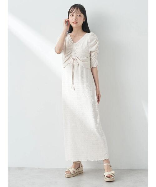 earth music&ecology（アースミュージックアンドエコロジー）の「やわらかカットソーレイヤード見えワンピース（ワンピース・レディース・ミント/ピンク/ブラック/アイボリー/ブルー・FREE）」の16枚目の写真