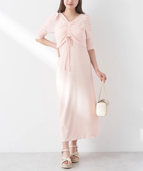 earth music&ecology（アースミュージックアンドエコロジー）の「やわらかカットソーレイヤード見えワンピース（ワンピース・レディース・ミント/ピンク/ブラック/アイボリー/ブルー・FREE）」の5枚目の写真