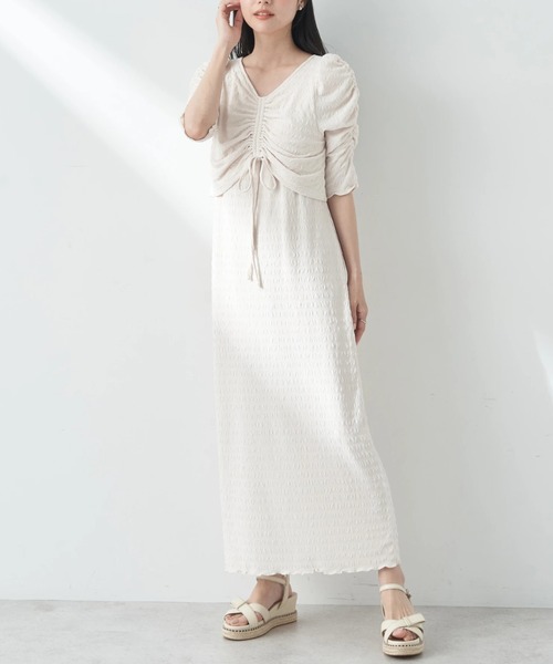 earth music&ecology（アースミュージックアンドエコロジー）の「やわらかカットソーレイヤード見えワンピース（ワンピース・レディース・ミント/ピンク/ブラック/アイボリー/ブルー・FREE）」の2枚目の写真