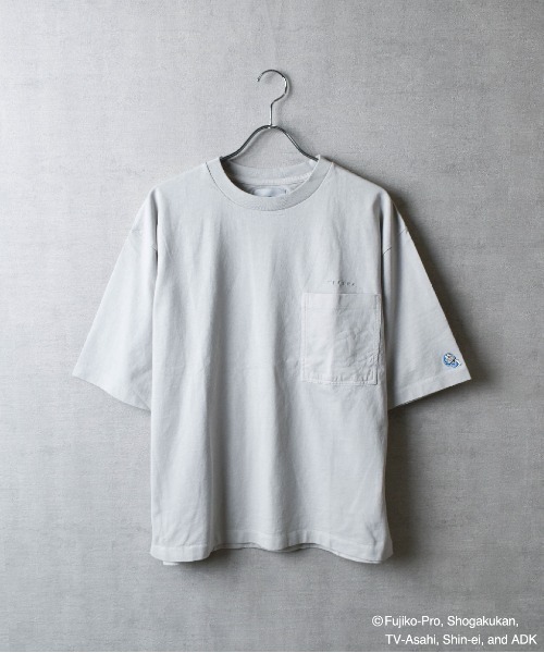 TETERA×ドラえもん】OVER DYE T-SH-L-LGRAY / ドラえもん刺繍
