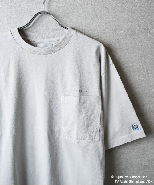 【TETERA×ドラえもん】OVER DYE T-SH-L-LGRAY / ドラえもん刺繍 オーバーダイ加工 ショートスリーブ Tシャツ tete22-003（Tシャツ/カットソー）｜TETERA（テテラ）