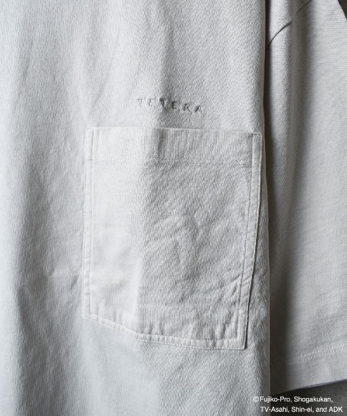 【TETERA×ドラえもん】OVER DYE T-SH-L-LGRAY / ドラえもん刺繍 オーバーダイ加工 ショートスリーブ Tシャツ tete22-003（Tシャツ/カットソー）｜TETERA（テテラ）