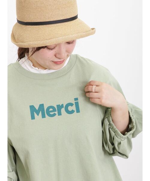 Samansa Mos2（サマンサ モスモス）の「袖タックTシャツ（Tシャツ/カットソー・レディース・グリーン/ベージュ/オフホワイト/ブラック・F）」の4枚目の写真