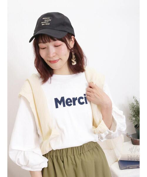 Samansa Mos2（サマンサ モスモス）の「袖タックTシャツ（Tシャツ/カットソー・レディース・グリーン/ベージュ/オフホワイト/ブラック・F）」の5枚目の写真