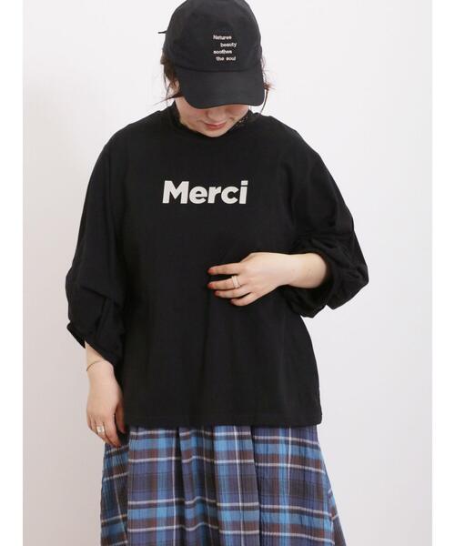 Samansa Mos2（サマンサ モスモス）の「袖タックTシャツ（Tシャツ/カットソー・レディース・グリーン/ベージュ/オフホワイト/ブラック・F）」の9枚目の写真