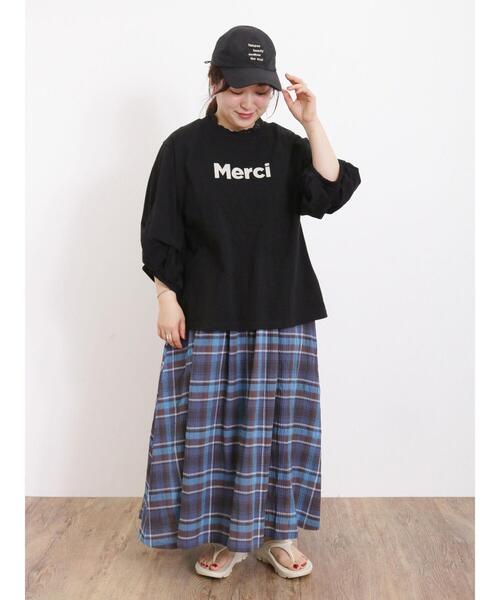 Samansa Mos2（サマンサ モスモス）の「袖タックTシャツ（Tシャツ/カットソー・レディース・グリーン/ベージュ/オフホワイト/ブラック・F）」の11枚目の写真