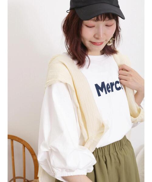 Samansa Mos2（サマンサ モスモス）の「袖タックTシャツ（Tシャツ/カットソー・レディース・グリーン/ベージュ/オフホワイト/ブラック・F）」の12枚目の写真