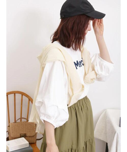 Samansa Mos2（サマンサ モスモス）の「袖タックTシャツ（Tシャツ/カットソー・レディース・グリーン/ベージュ/オフホワイト/ブラック・F）」の18枚目の写真