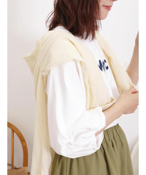 Samansa Mos2（サマンサ モスモス）の「袖タックTシャツ（Tシャツ/カットソー・レディース・グリーン/ベージュ/オフホワイト/ブラック・F）」の19枚目の写真