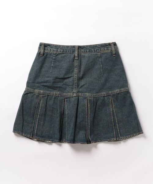 HOOK（フック）の「【HOOK】for girls　定番　無地ボックスプリーツミニスカート　デニム/コットン（スカート・レディース・ピンク/ブルー・S/M/L）」の3枚目の写真
