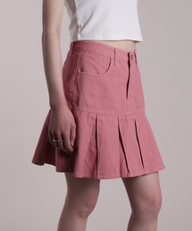 HOOK | 【HOOK】for girls　定番　無地ボックスプリーツミニスカート　デニム/コットン(スカート)